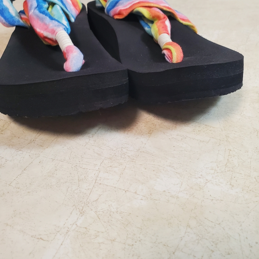 Sanuk Sling Platform Sandal Rainbow Size 9 NEW Tie Dye - Picture 9 of 12